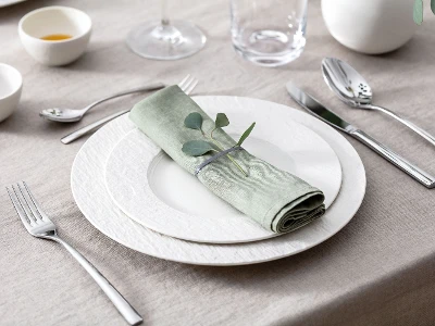 manufacture-white-plates-with-green-napkin-on-table